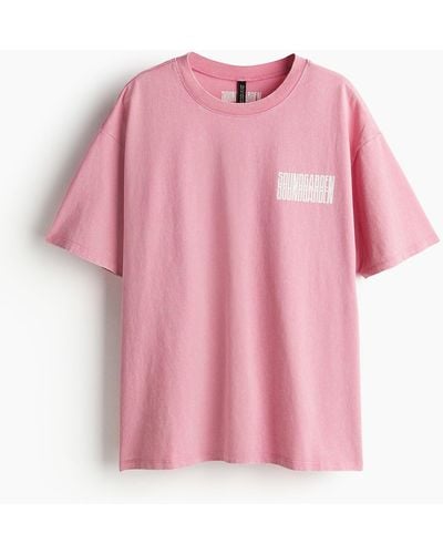 H&M Oversized T-Shirt mit Print - Pink