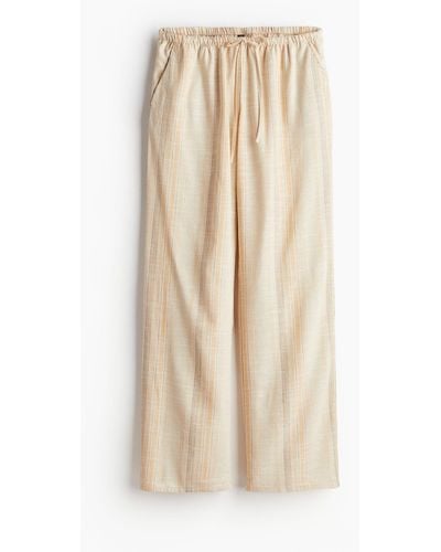 H&M Pantalon en lin mélangé avec taille élastique - Neutre