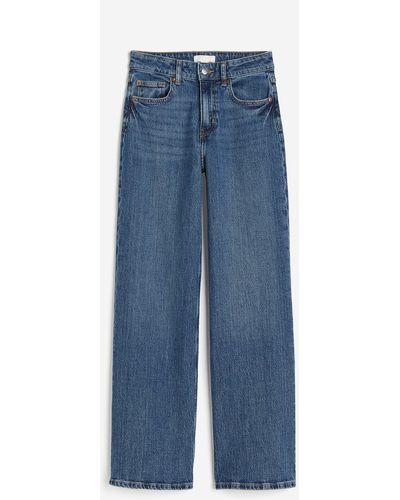 H&M Wide High Jeans - Bleu