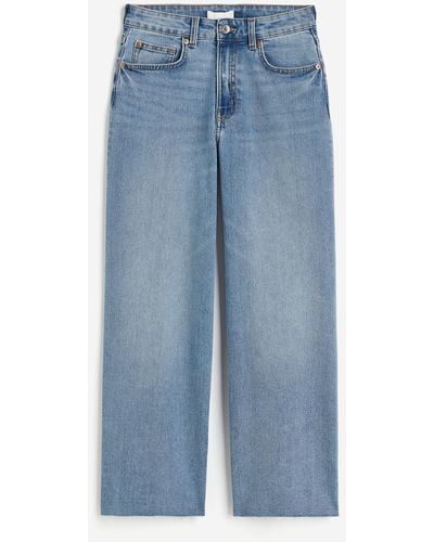 H&M Wide High Ankle Jeans - Blau