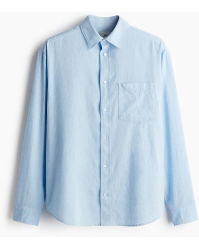 H&M Hemd aus Leinenmix Relaxed Fit - Blau