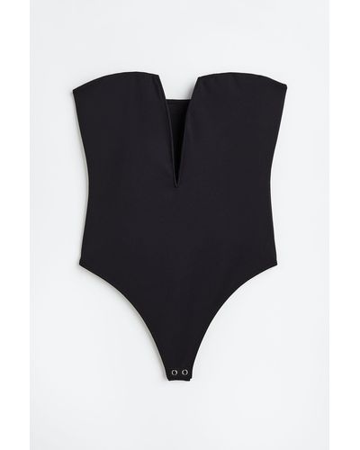 H&M Lt Wt Scuba Deep V Bar Body - Schwarz