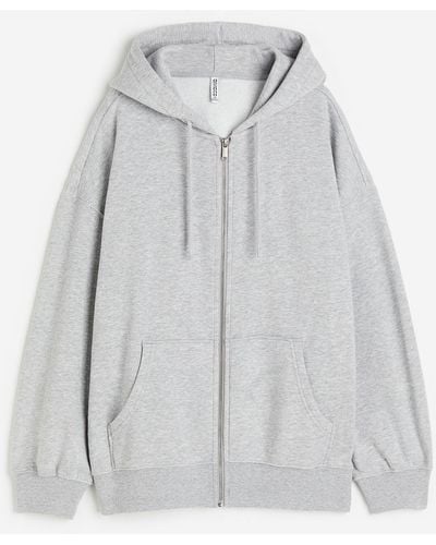 H&M Oversized Hoodiejacke mit Zipper - Grau