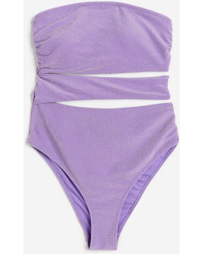 H&M Maillot de bain High leg avec ouvertures - Violet