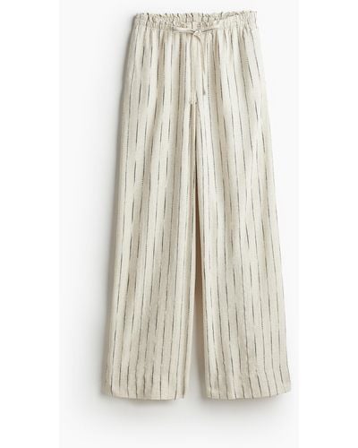 H&M Pantalon large en lin mélangé - Blanc