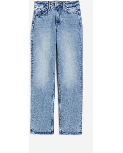 H&M Slim Straight High Jeans - Bleu