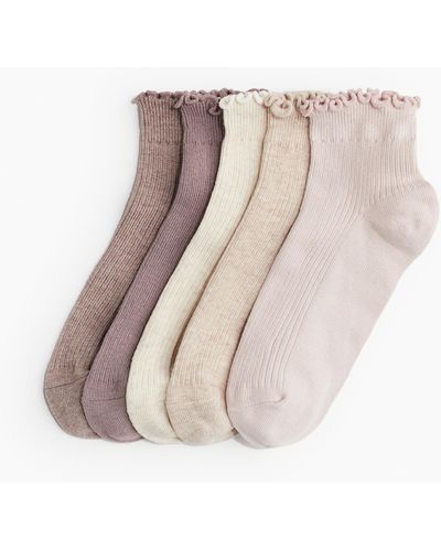 H&M 5er-Pack Socken mit Volant - Pink