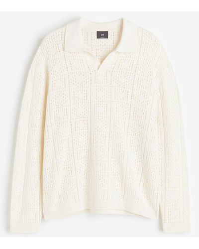 H&M Polo Loose Fit façon crochet - Blanc
