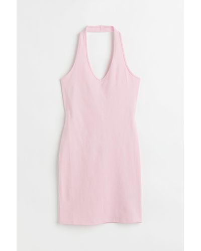 H&M Neckholderkleid aus Baumwolle - Pink