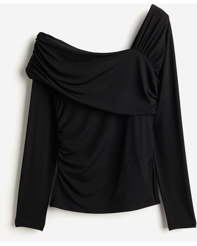 H&M Shirt mit asymmetrischem Ausschnitt - Schwarz