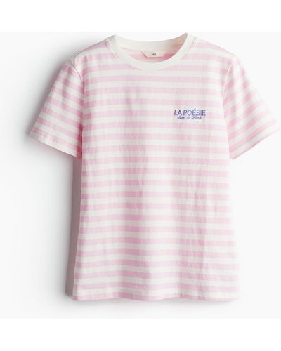 H&M T-shirt Met Print - Roze
