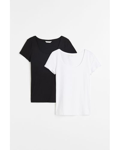 H&M 2er-Pack Jerseyshirts - Schwarz