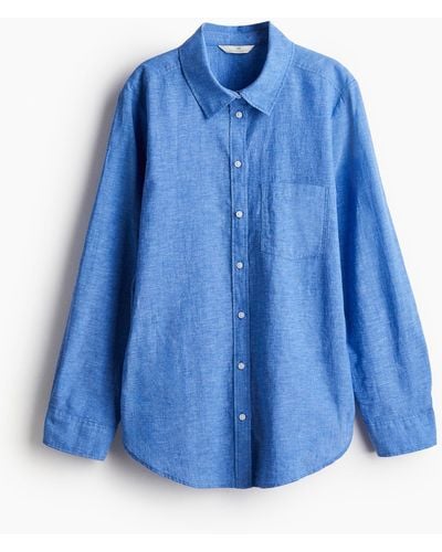 H&M Overhemdblouse Van Linnenmix - Blauw