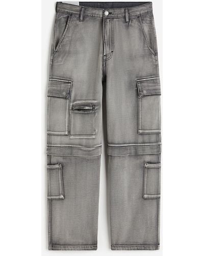 H&M Baggy Cargo Jeans - Grau