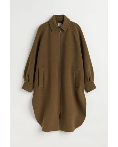 H&M Oversized Mantel aus Wollmix - Grün