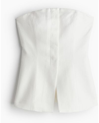 H&M Bandeau-Top aus Leinenmix - Weiß