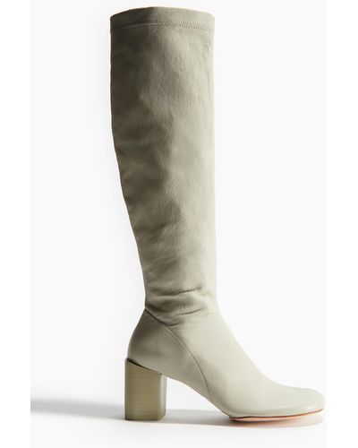 H&M Bottes de hauteur genou en cuir - Neutre