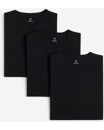 H&M 3er-Pack T-Shirts in Slim Fit - Schwarz
