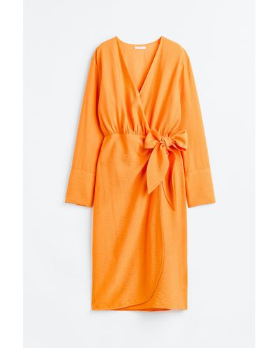 H&M Wickelkleid mit Bindedetail - Orange
