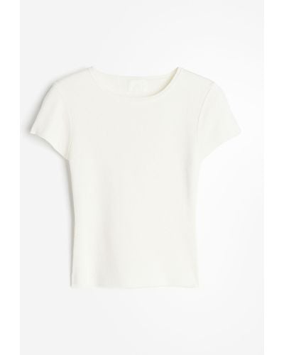H&M T-Shirt aus Feinstrick - Weiß