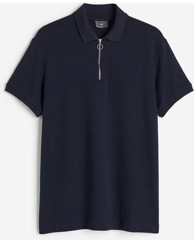 H&M Polo Regular Fit avec col zippé - Bleu