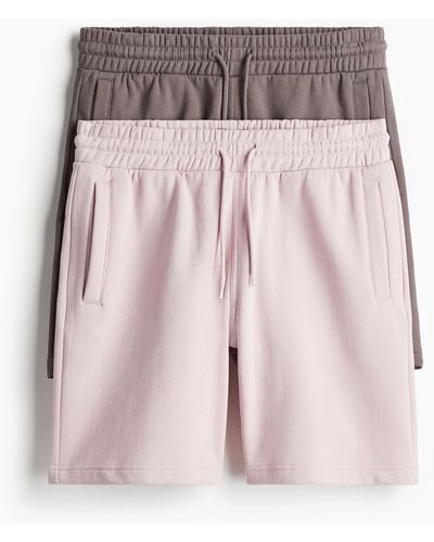 H&M Lot de 2 shorts Regular Fit en molleton - Rose