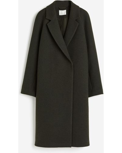 H&M Zweireihiger Mantel - Schwarz