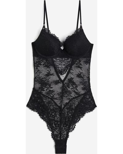 H&M Tangabody mit Push-up - Schwarz