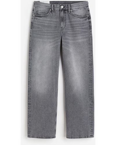 H&M Straight Relaxed High Jeans - Grau