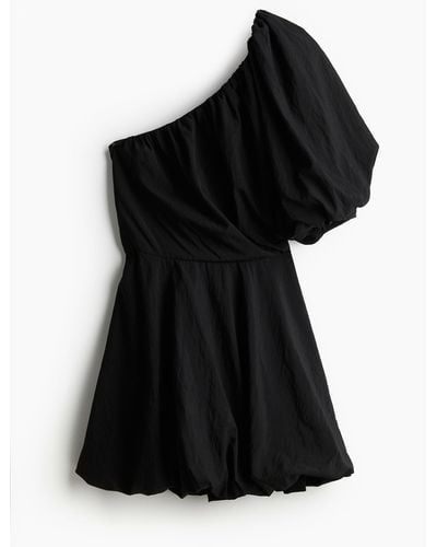 H&M One-Shoulder-Kleid mit Ballonrock - Schwarz