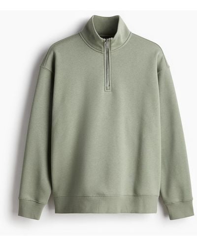 H&M Sweatshirt mit Zipper Relaxed Fit - Grün