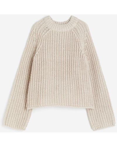 H&M Gerippter Oversize-Pullover - Natur