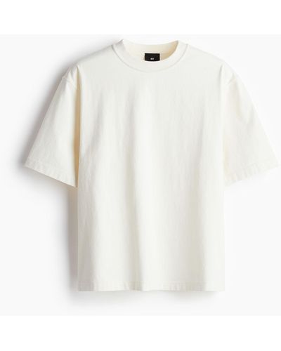 H&M Kastiges T-Shirt im Washed-Look - Weiß