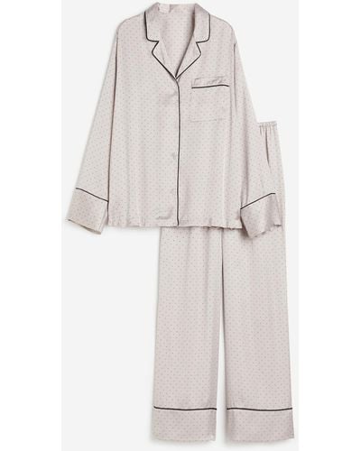 H&M Satijnen Pyjamajasje En -broek - Wit