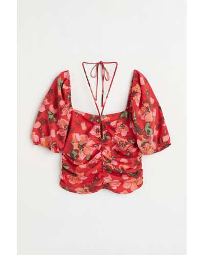 H&M Cropped Bluse - Rot
