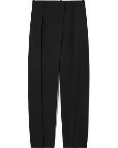 H&M Straight-leg Crossover-waist Trousers - Zwart