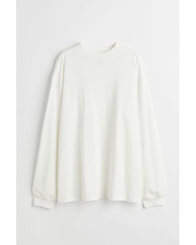 H&M Tricot Shirt Met Lange Mouwen - Wit