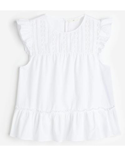H&M Shirt mit Volantärmeln - Weiß