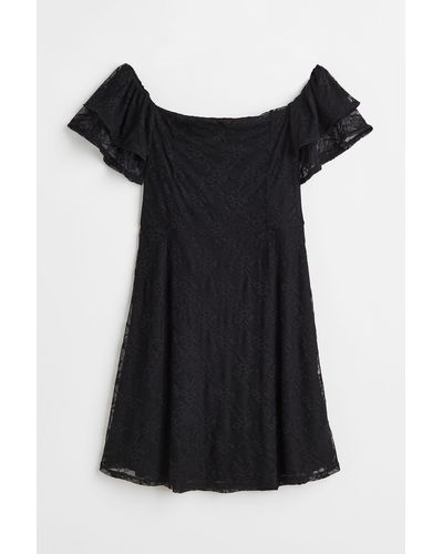 H&M Off-Shoulder-Kleid aus Spitze - Schwarz