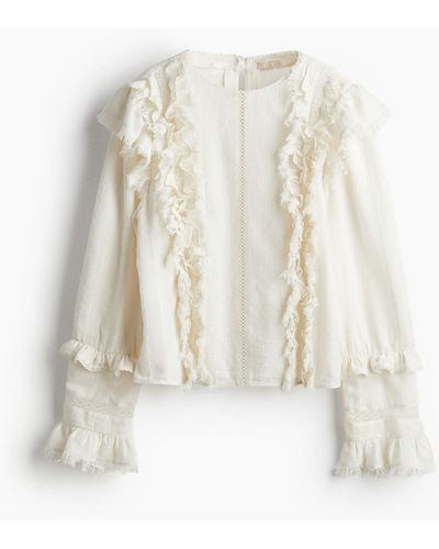 H&M Bluse mit Volants - Weiß