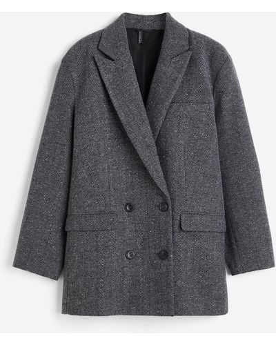 H&M Oversized Double-breasted Blazer - Grijs