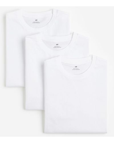 H&M 3er-Pack T-Shirts in Regular Fit - Weiß