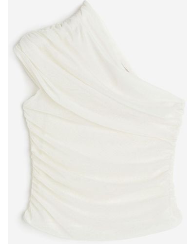 H&M One-Shoulder-Top aus Tüll - Weiß