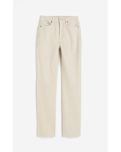 H&M Slim Straight Ultra High Jeans - Naturel