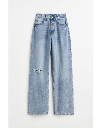 H&M Loose Straight High Jeans - Blue