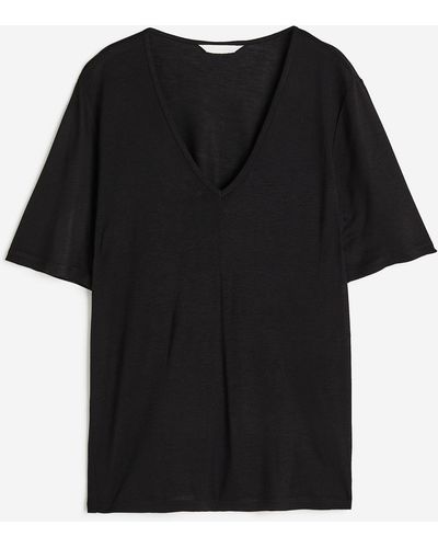 H&M T-shirt à encolure en V - Noir