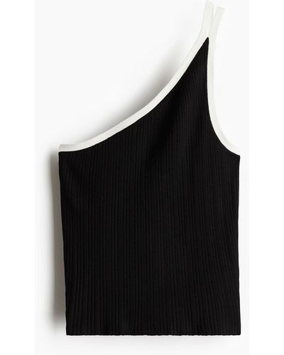 H&M Rib-knit one-shoulder top - Schwarz