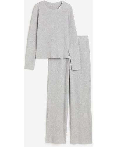 H&M Pyjama mit Waffelstruktur - Grau