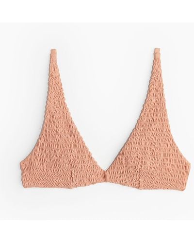 H&M Gesmoktes Triangel-Bikinitop - Natur