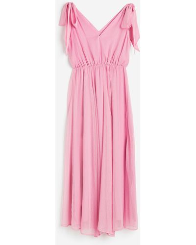H&M Maxi-jurk Met Strikdetail - Roze